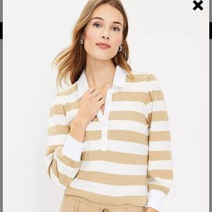 LOFT Striped Collared Sweater-XS